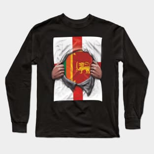 Sri Lankan Flag English Flag Ripped Open - Gift for Sri Lankan From Sri Lanka Long Sleeve T-Shirt